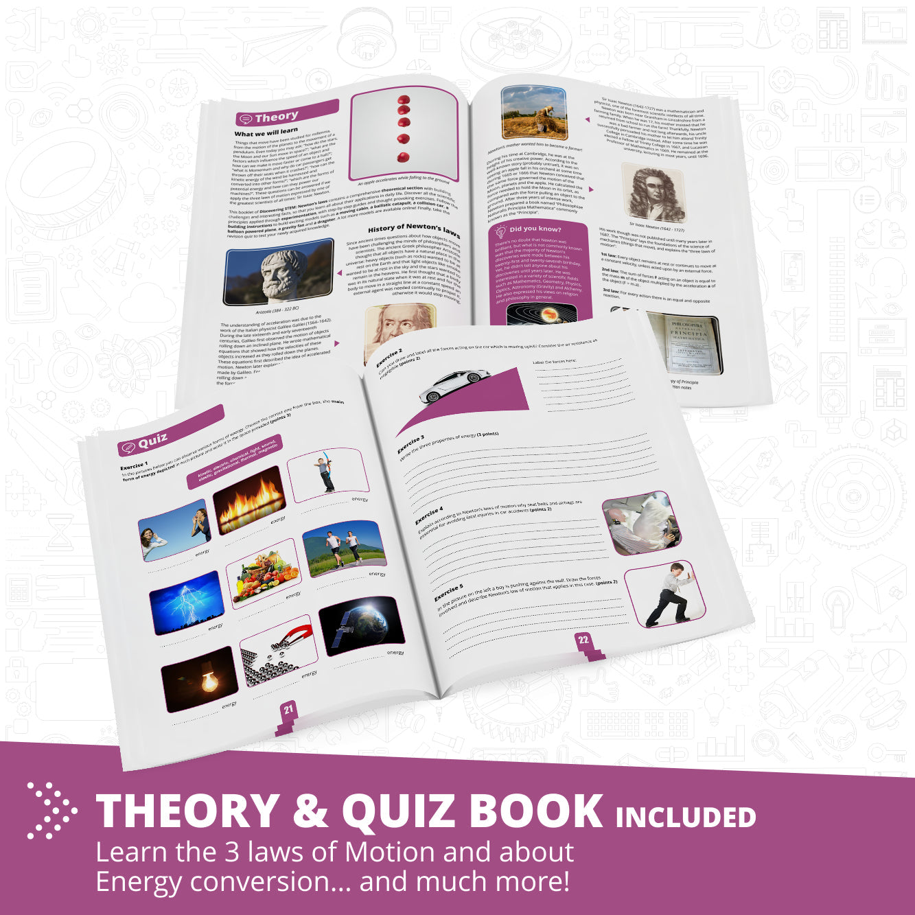 Engino Discovering STEM: Newton's Laws Laws of Inertia, Kinetic & Potential Energy Set for Kids Ages 9+ (8 Models to Build)