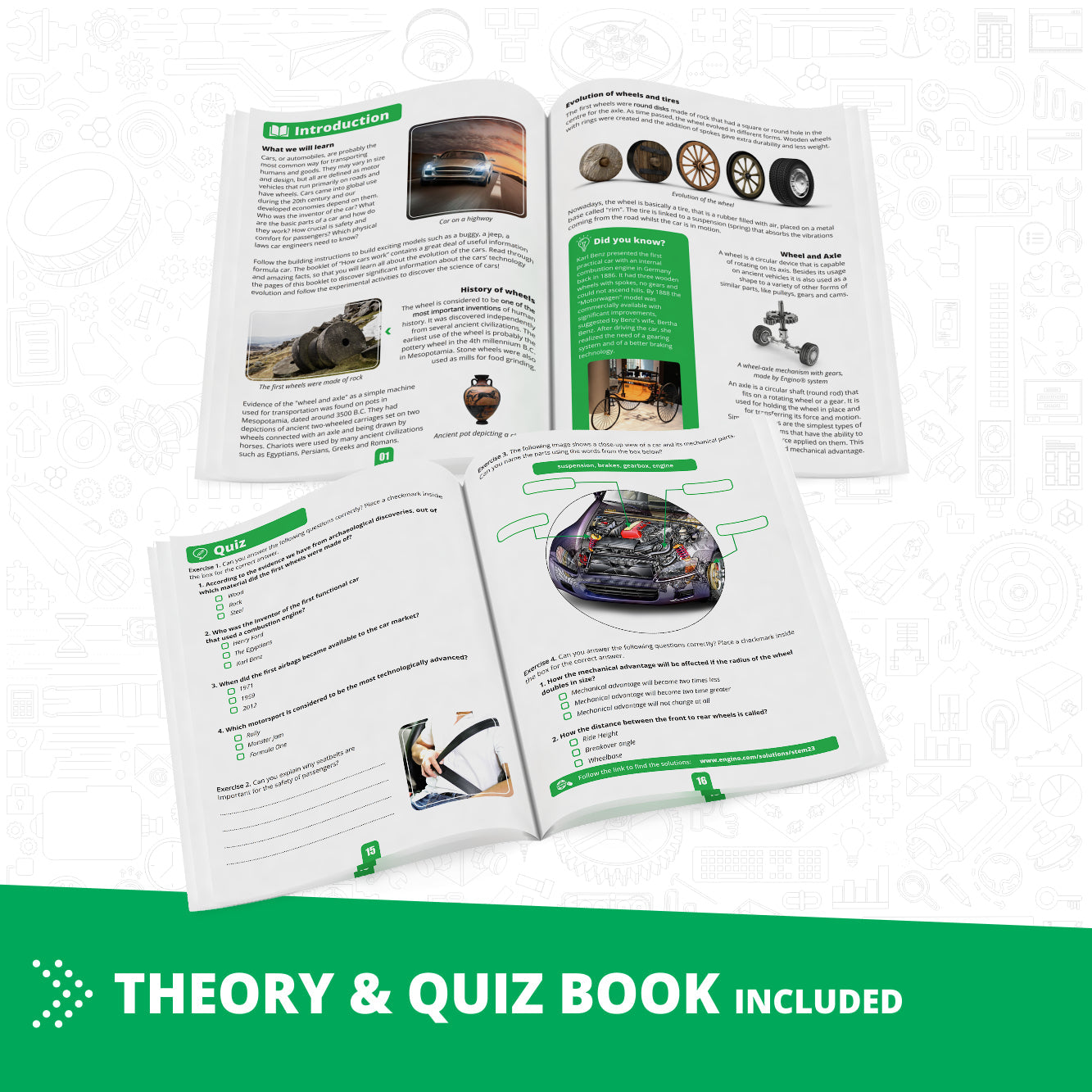 Engino Discovering STEM Technology of Machines: How Cars Work, Building Toys for Kids Ages 9+ (10 Models to Build)