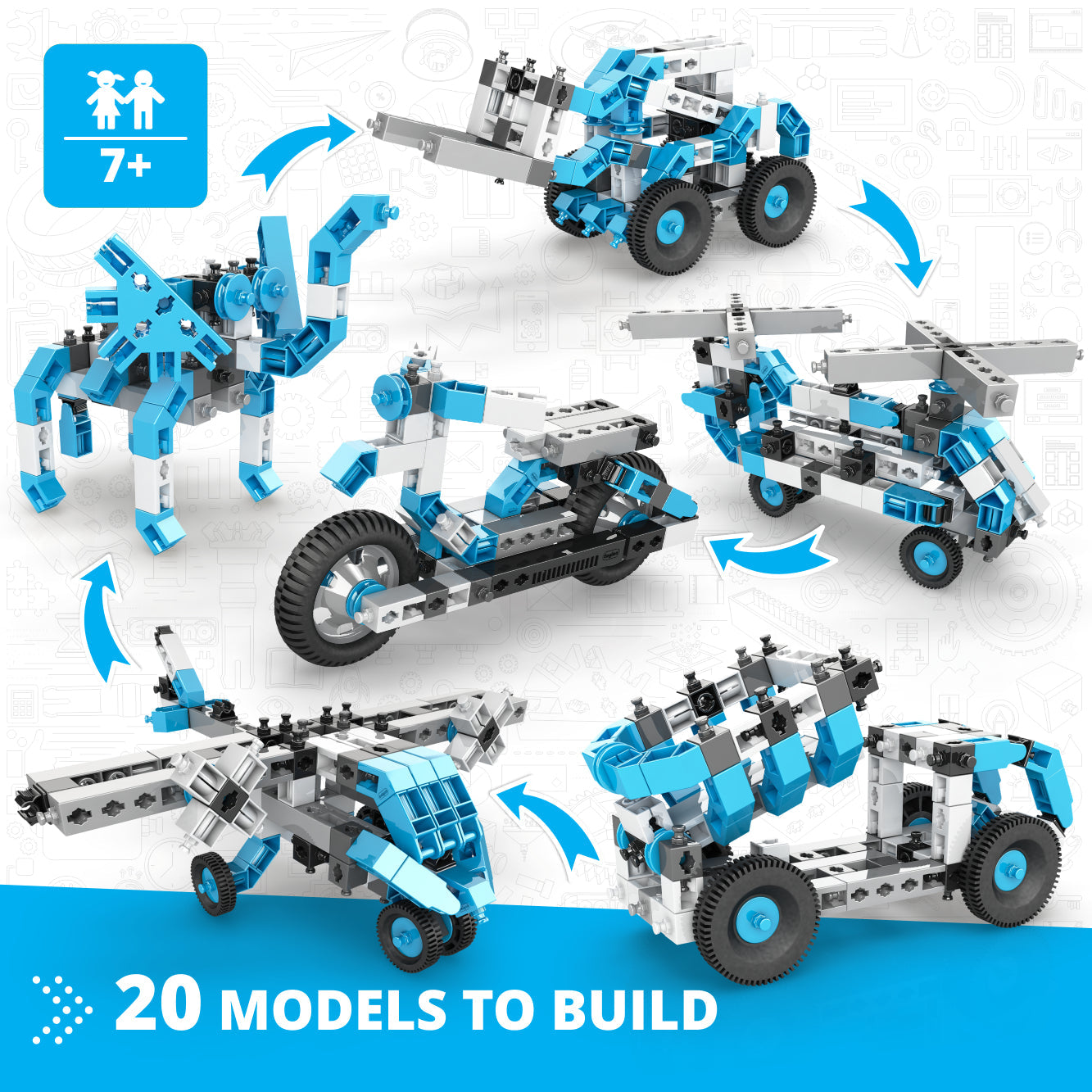 Creative Engineering 20 in 1- MAKER MASTER: STEM Building Toys for Kids Ages 7+ (20 Models to Build)