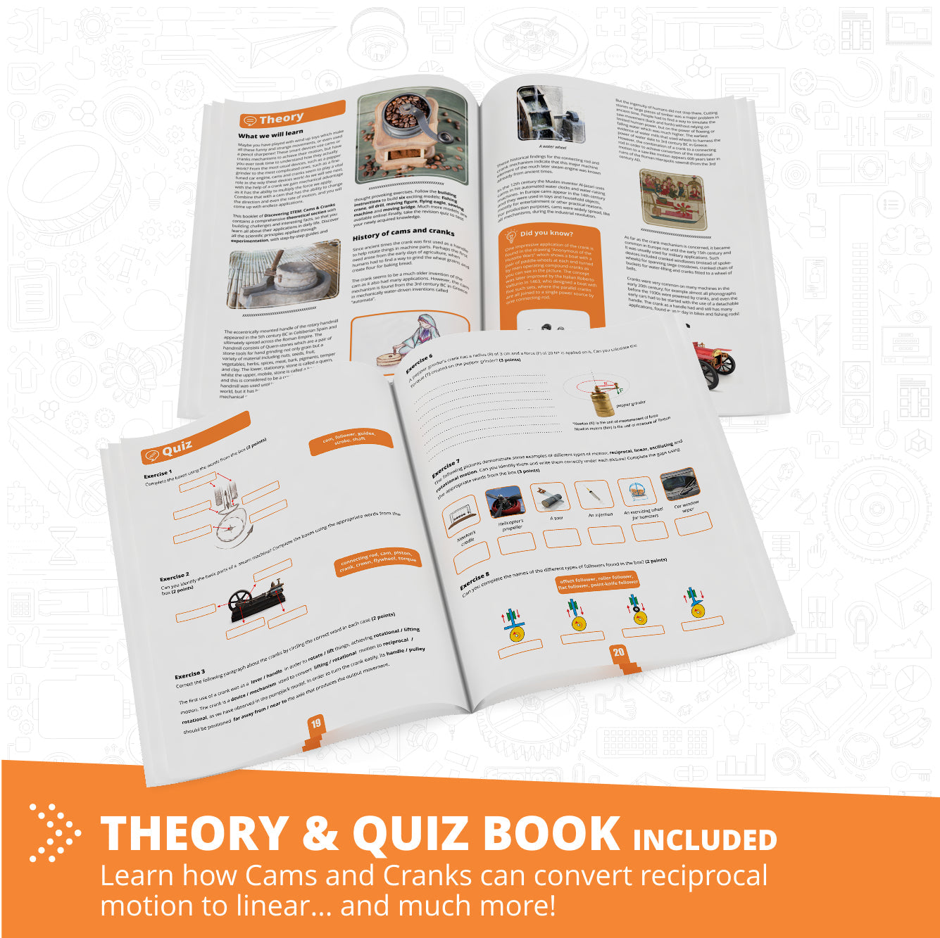 Engino Discovering STEM Mechanics Set: Cams & Cranks Toys for Kids Ages 9+ (8 Models to Build)