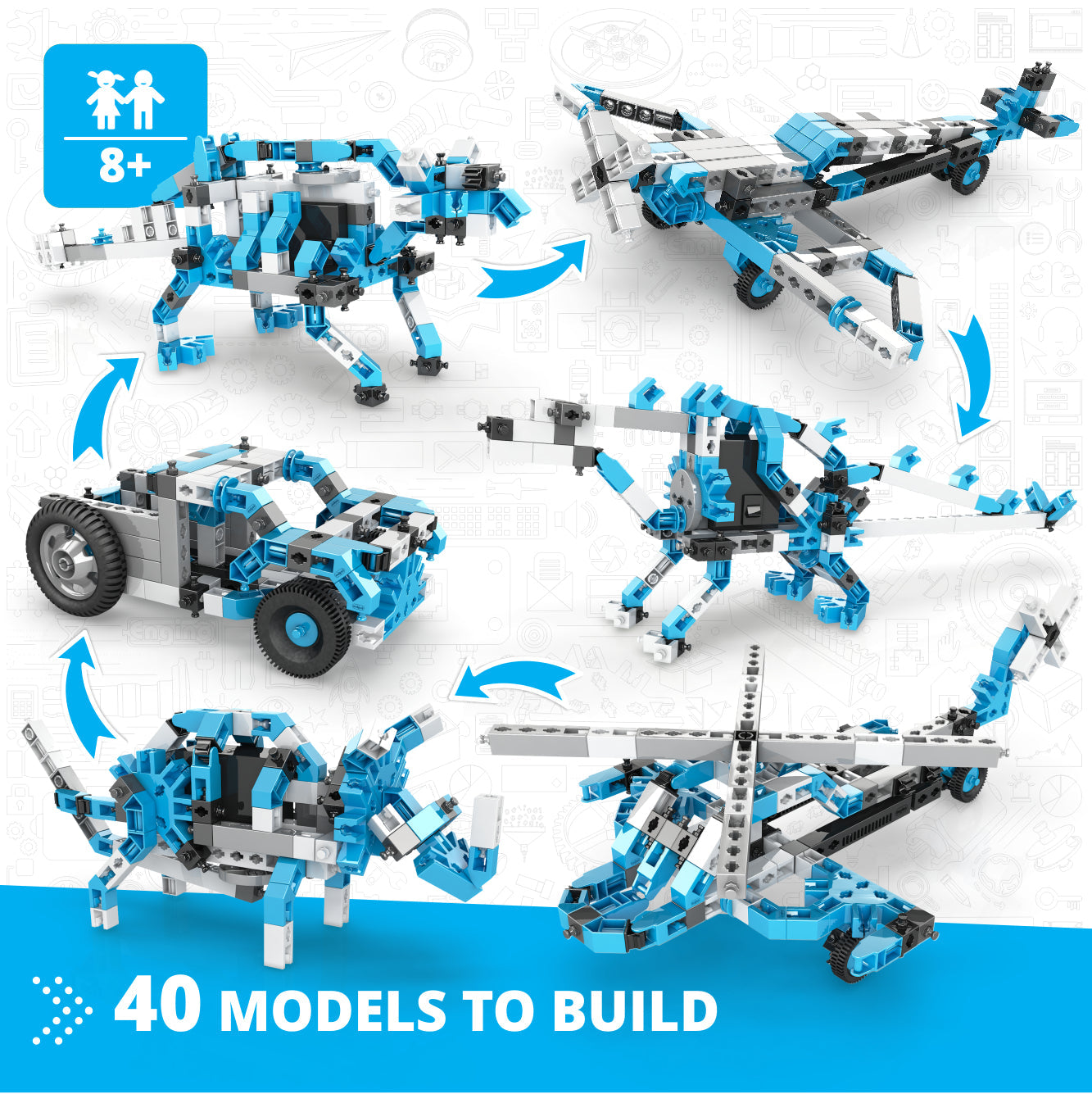 Creative Engineering 40 in 1- Motorized MAKER MASTER: STEM Building Toys for Kids Ages 8+ (40 Models to Build)