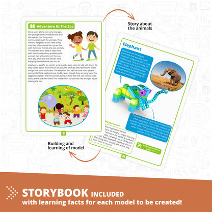 Engino STEAM Labs Junior– Learning About Wild Animals, STEM Building Blocks for Kids Ages 3+ (5 Models to Build)
