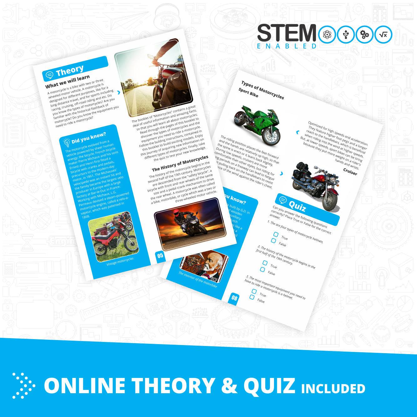 Engino Inventor Mechanics- Custom Bike: Motor Engineering Toys for Kids Ages 9+ (5 Models to Build)