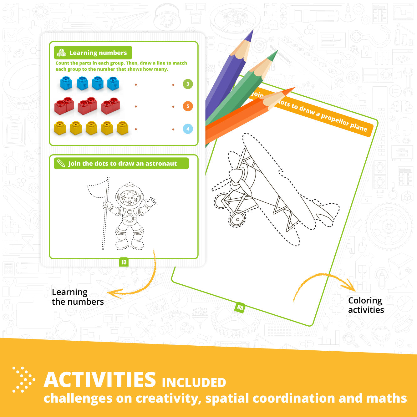 Engino STEAM Labs Junior– Learning About Aircrafts, STEM Building Toys for Kids Ages 3+ (5 Models to Build)