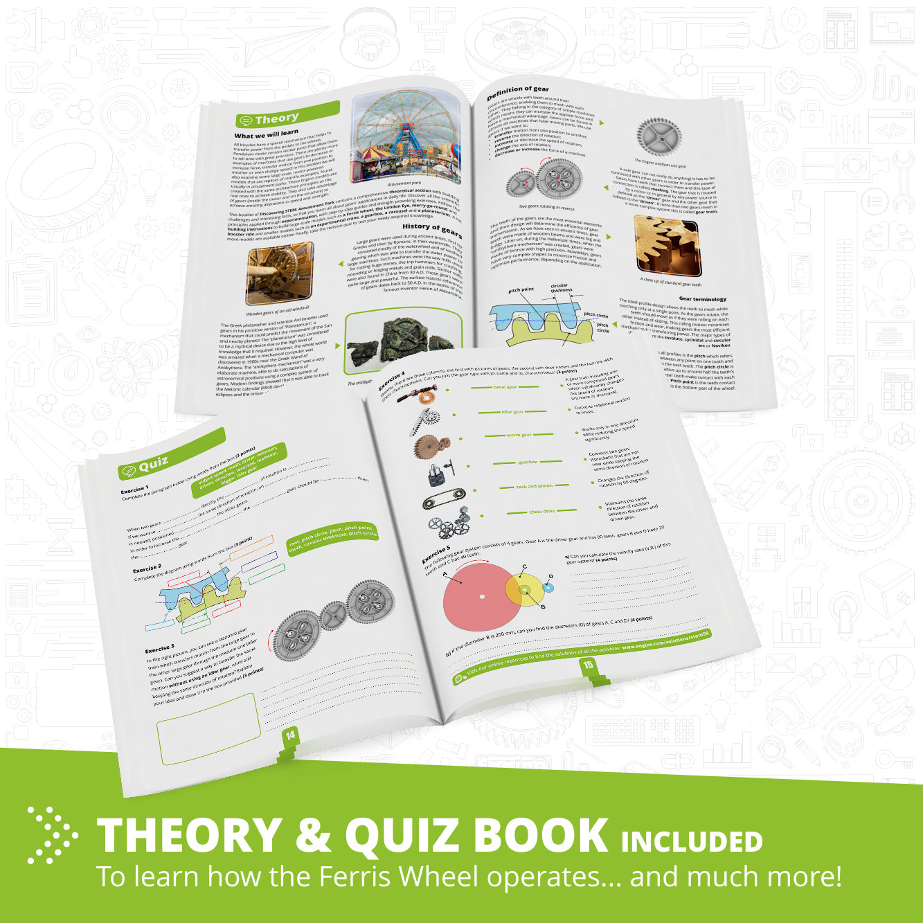 Engino Discovering STEM Amusement Park Set: Build the London Eye, Merry-Go-Round & More, For Kids Ages 9+ (8 Models to Build)