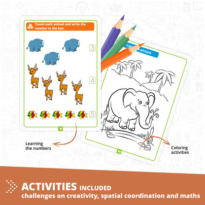 Engino STEAM Labs Junior– Learning About Wild Animals, STEM Building Blocks for Kids Ages 3+ (5 Models to Build)