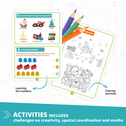 Engino STEAM Labs Junior– Learning About Sea Adventures STEM Building Blocks for Kids Ages 3+ (5 Models to Build)
