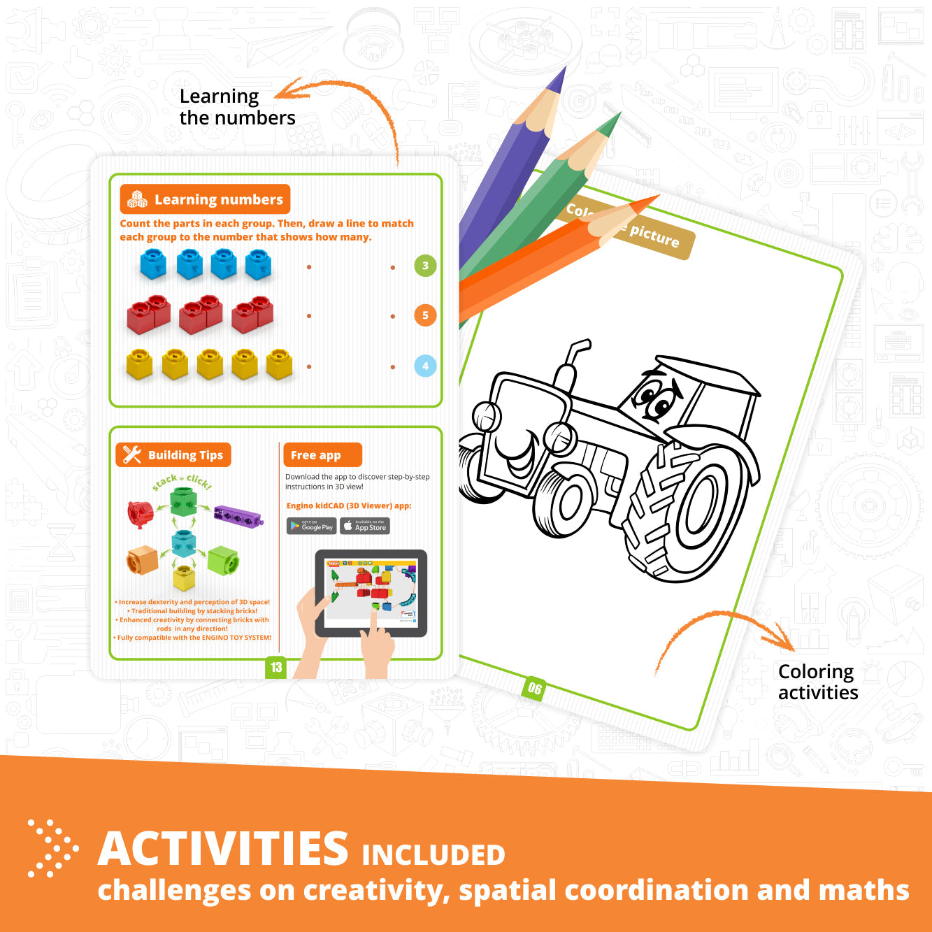 Engino STEAM Labs Junior- Learning About Vehicles, STEM Building Set for Kids Ages 3+ (5 Models to Build)