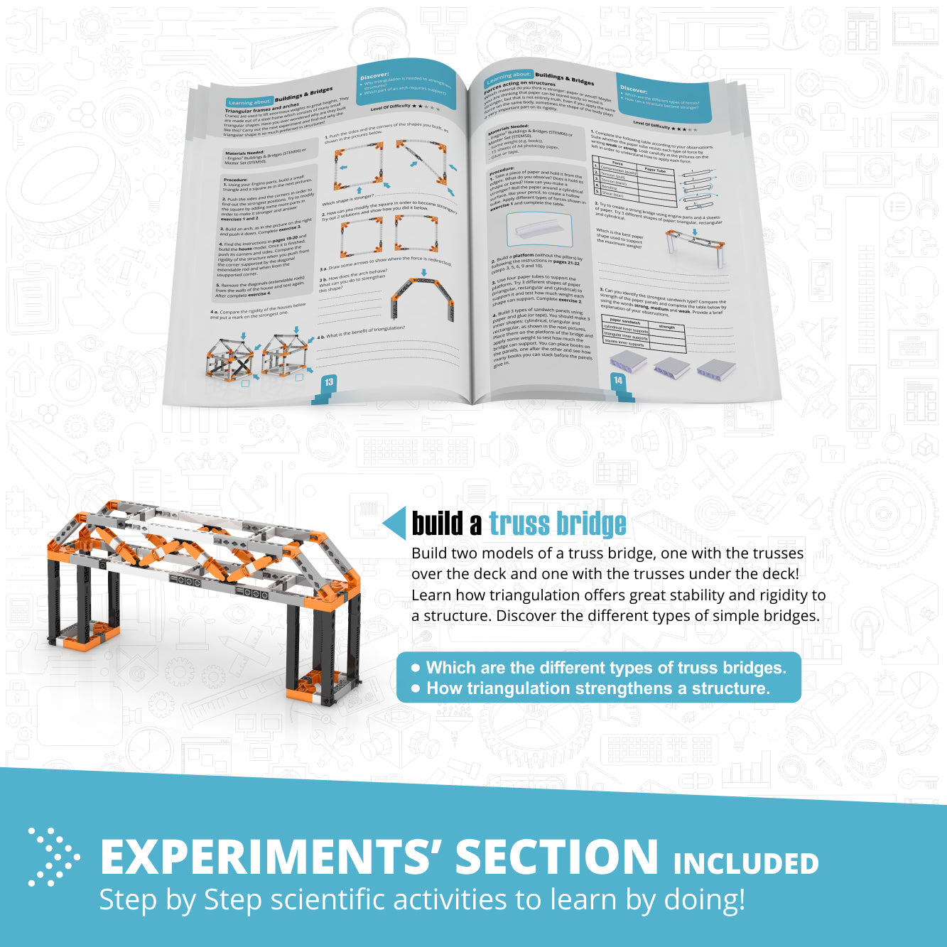 Engino Discovering STEM Buildings & Bridges: Educational Construction Toy for Kids Ages 9+ (9 Models to Build)