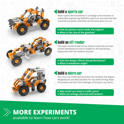 Engino Discovering STEM Technology of Machines: How Cars Work, Building Toys for Kids Ages 9+ (10 Models to Build)