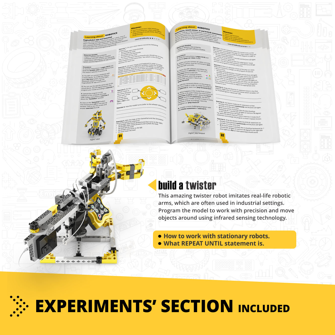 Engino Discovering STEM Robotics Set: Mini ERP 2.0 Build & Program Robots with Coding for Kids Ages 9+ (8 Models to Build)