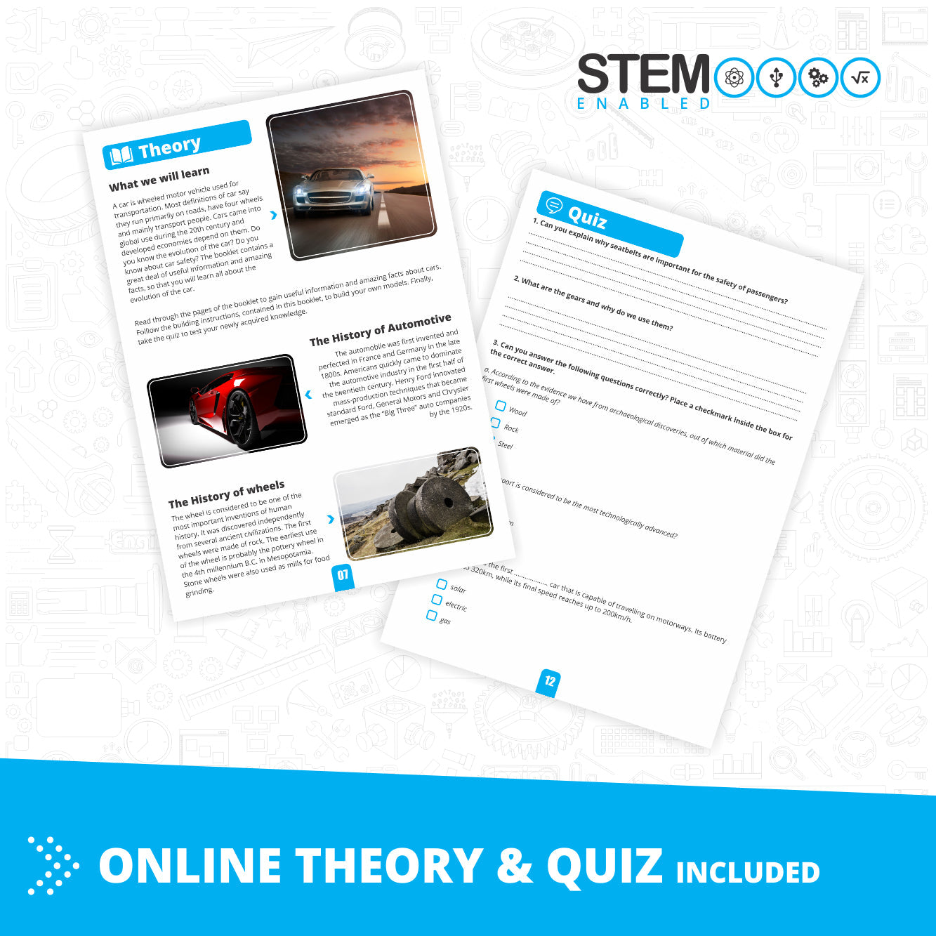 Engino Inventor Race Car Motorized Set- Engineering STEM Toys for Kids Ages 9+ (10 Models to Build)