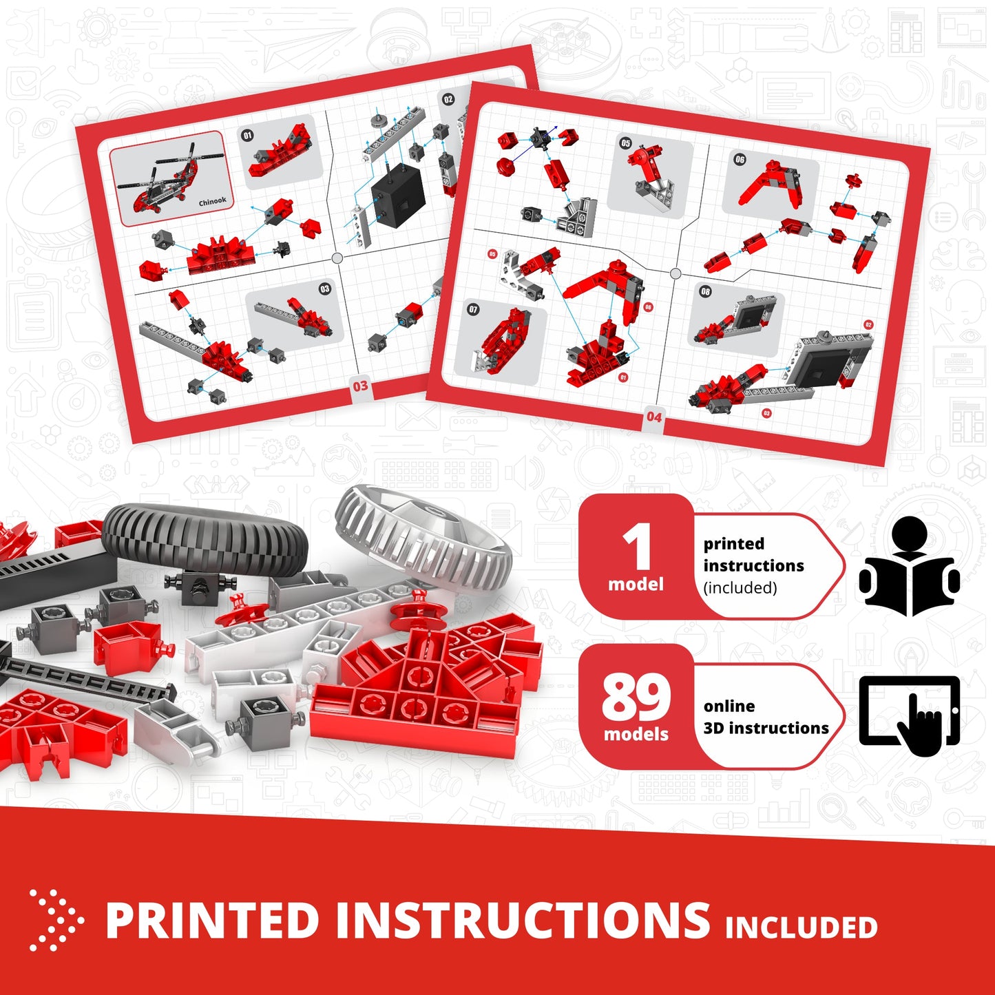 Engino Creative Builder: 90 Motorized Model Set- STEM Project for Kids Ages 7+ (90 Models to Build)