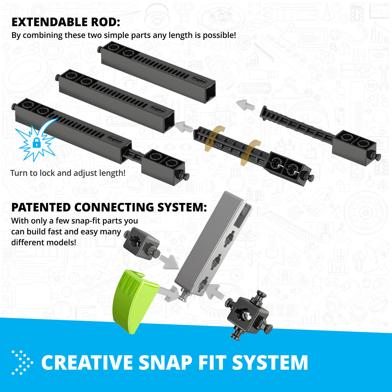 Engino Inventor Motorized- 4 Wheeled Extreme Bike: STEM Mechanical Toys for Kids Ages 9+ (10 Models to Build)