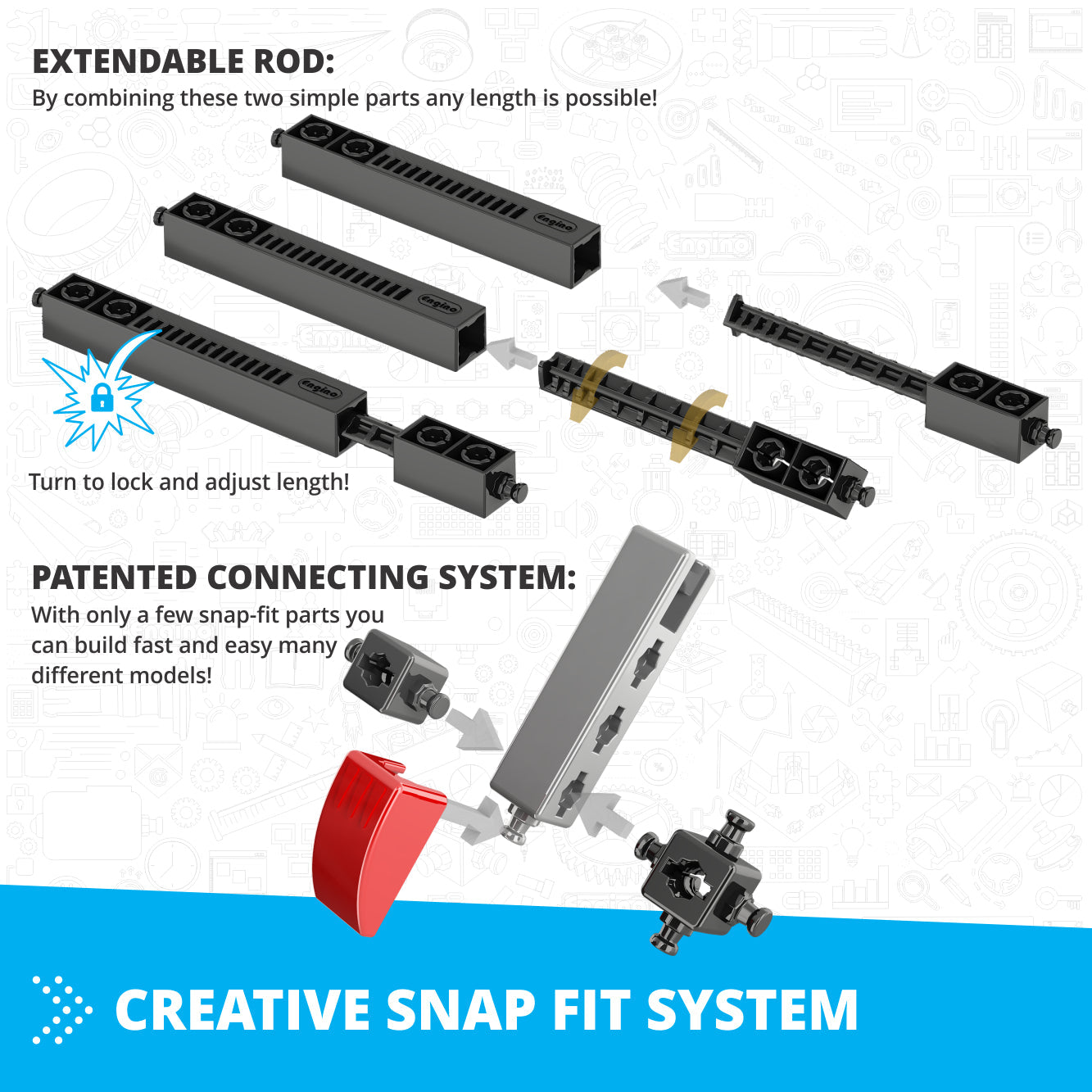 Engino Inventor Race Car Motorized Set- Engineering STEM Toys for Kids Ages 9+ (10 Models to Build)