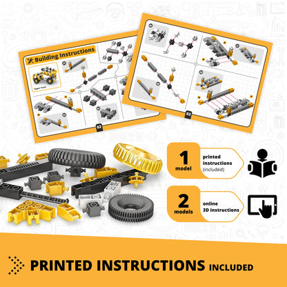 Engino Creative Builder Tipper Truck Machinery Set: Construction Toys for Kids Ages 6+ (3 Models to Build)