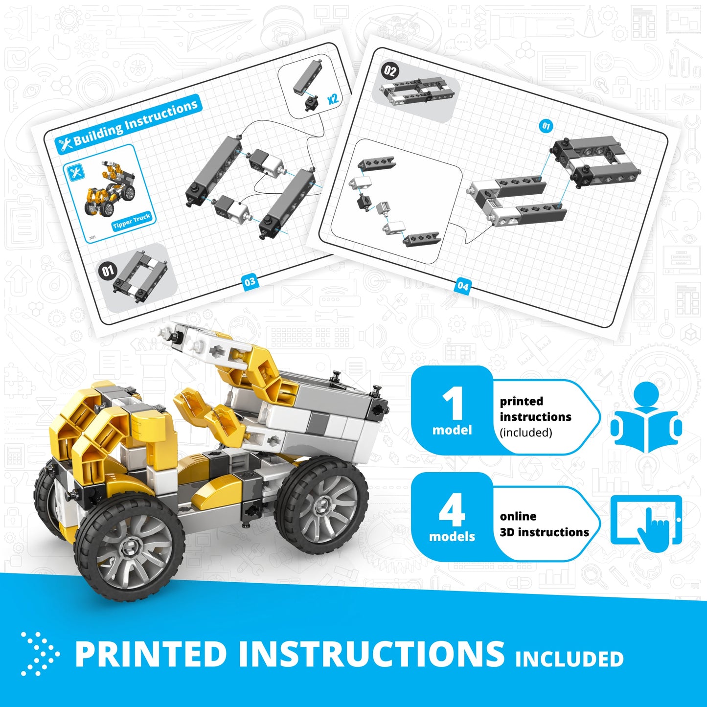 Engino Inventor Mechanics- Tipper Truck: Mechanical Engineering Toys for Kids Ages 9+ (5 Models to Build)