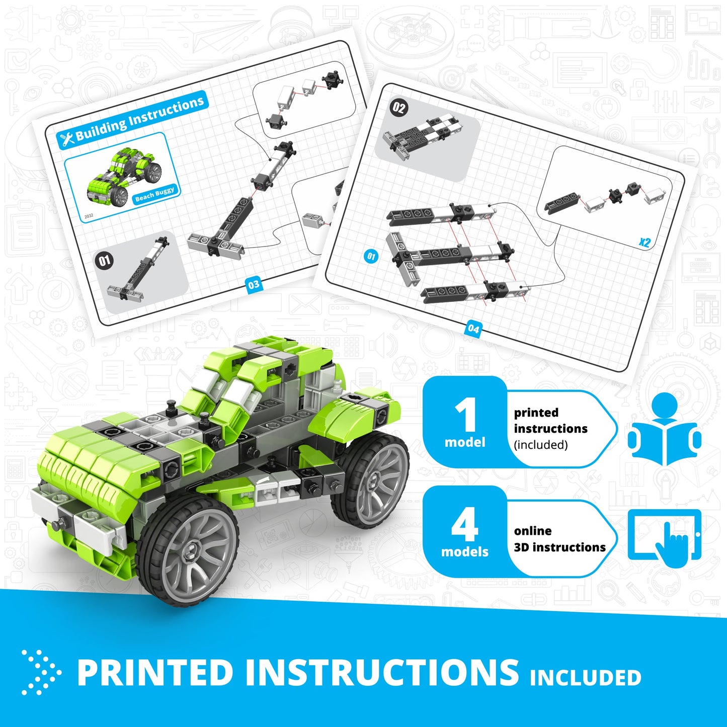 Engino Inventor Mechanics- Beach Buggy: Mechanical Engineering Toys for Kids Ages 9+ (5 Models to Build)