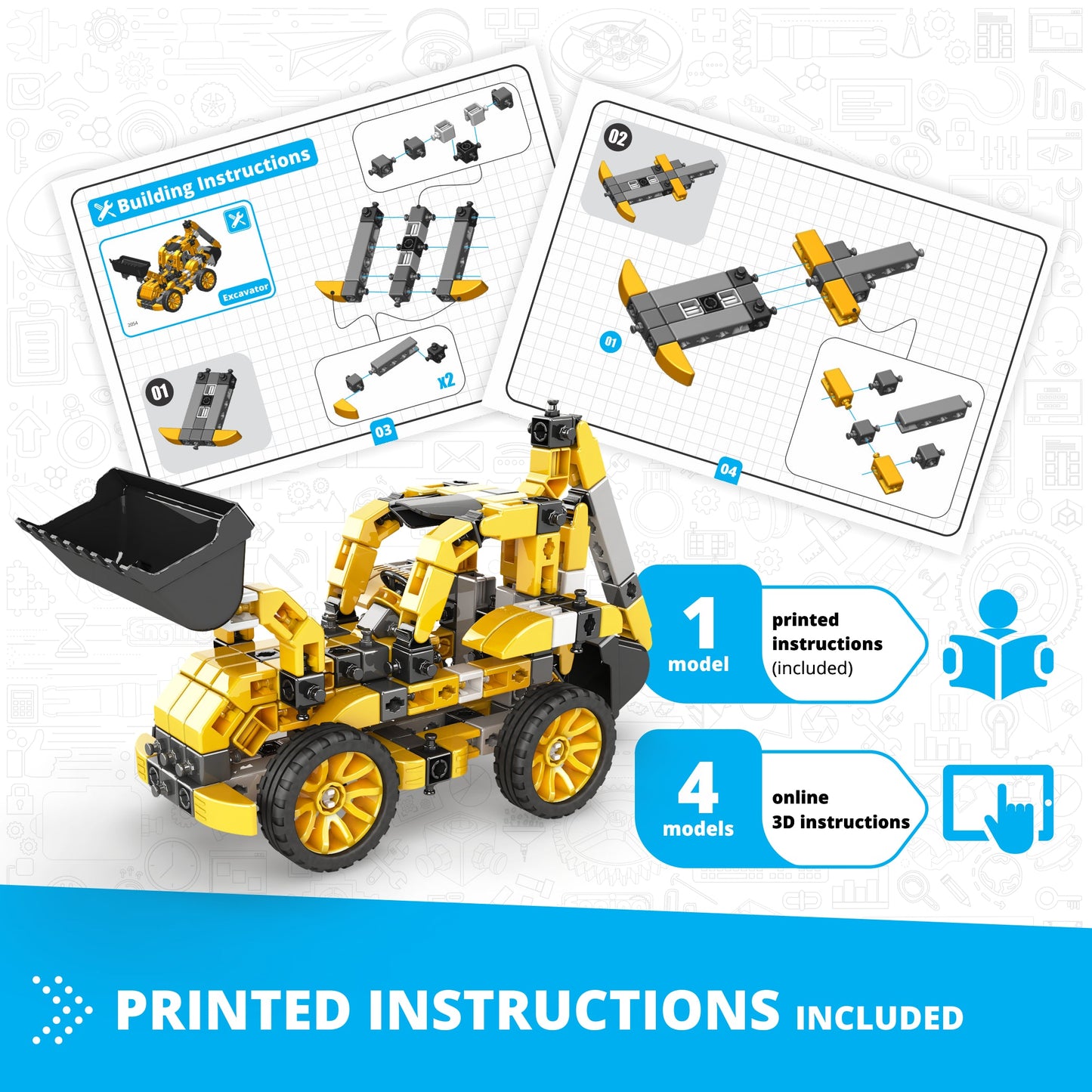 Engino Inventor Mechanics- Excavator: STEM Engineering Toys for Kids Ages 9+ (5 Models to Build)
