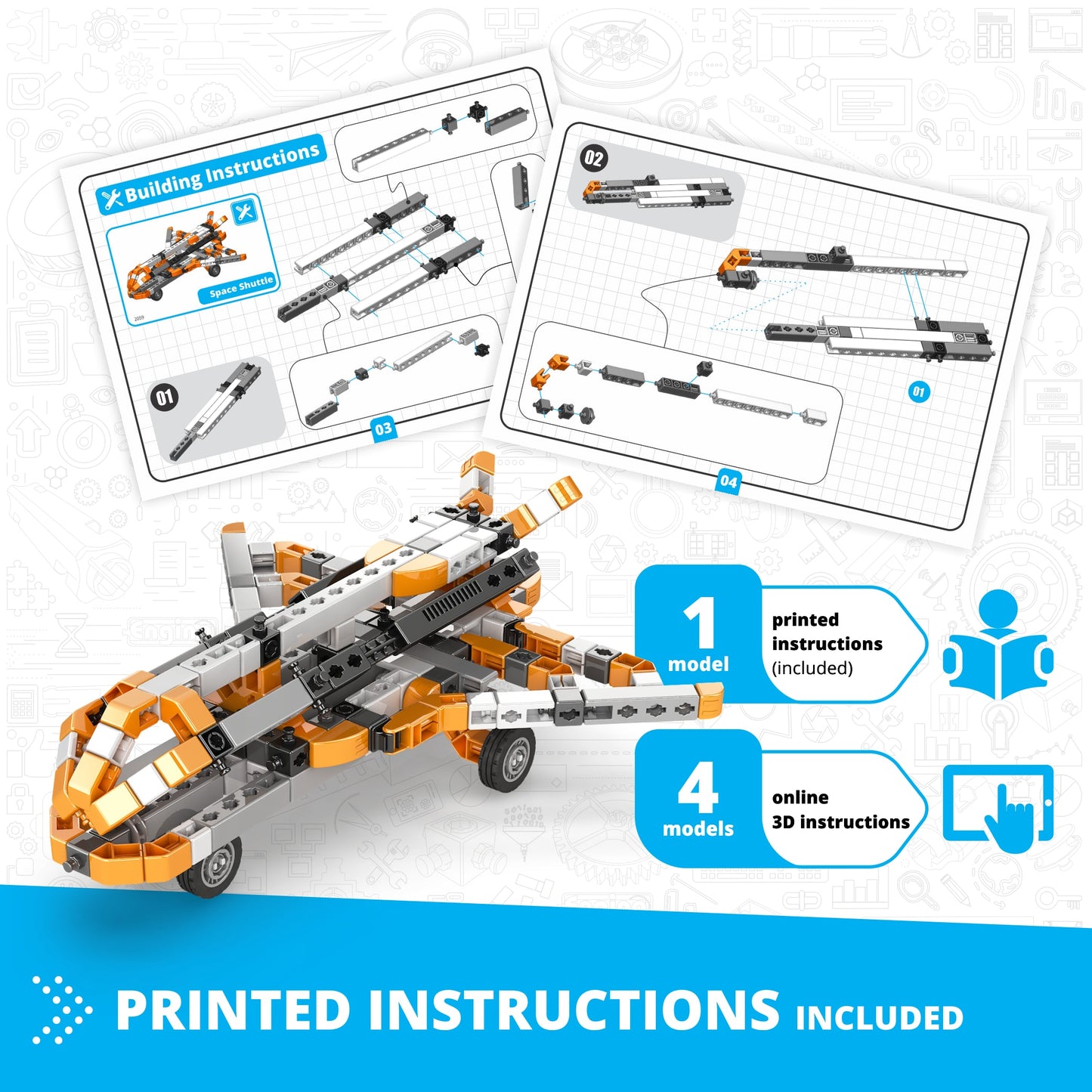Engino Inventor Mechanics- Space Shutte: Fun Space Engineering Toys for Kids Ages 9+ (5 Models to Build)