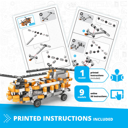 Engino Inventor Motorized- Double Blade Helicopter: STEM Mechanical Toys for Kids Ages 9+ (10 Models to Build)