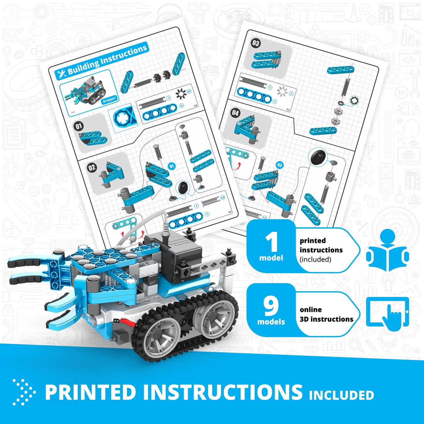 Engino Inventor Robotized- GinoBot: 10-in-1 Programmable Robotics & Coding STEM Kit for Kids Ages 9+