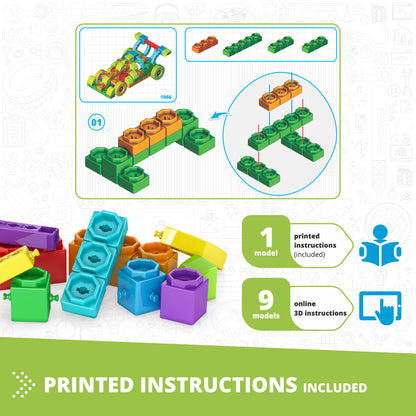 Engino QBOIDZ- Racing Car STEM Toys for Kids Ages 4+ (10 Models to Build)