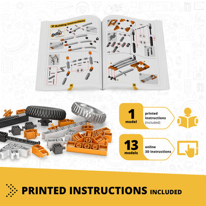 Engino Discovering STEM Mechanics: Wheels, Axles & Inclined Planes Set for Kids Ages 9+ (14 Models to Build)