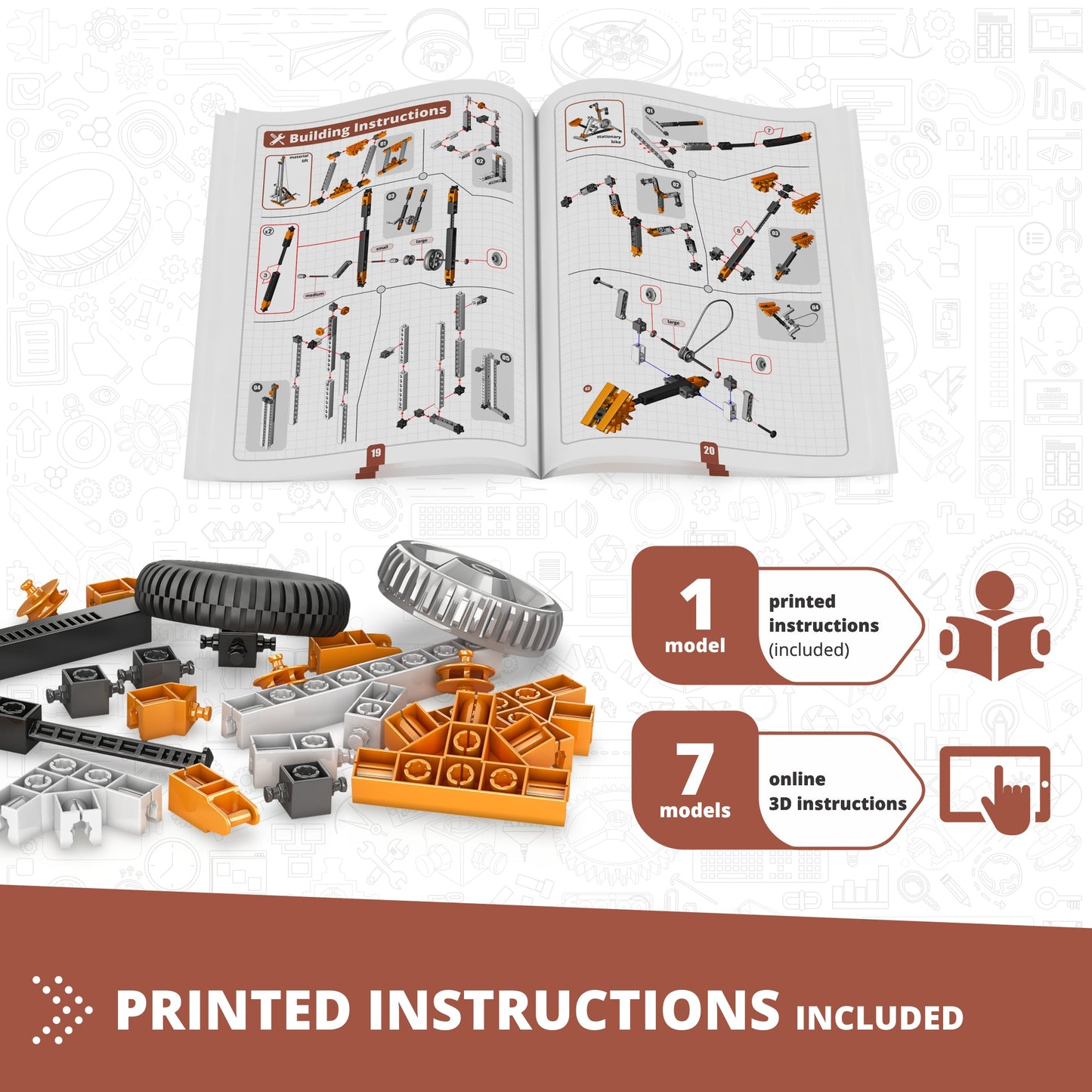 Engino Discovering STEM Mechanics Pulley Drives Set: Construction Toys for Kids Ages 9+ (8 Models to Build)