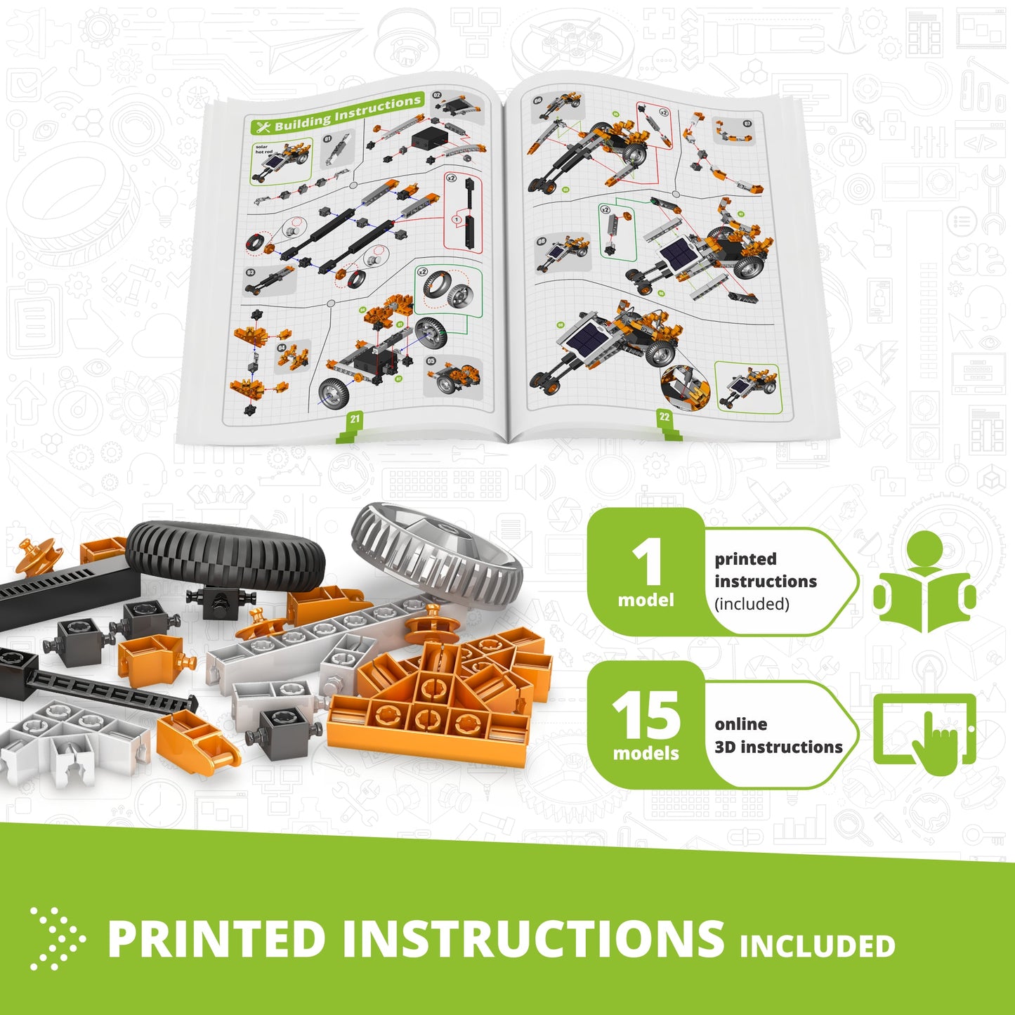 Engino Discovering STEM Solar Power: Educational Engineering Toys for Kids Ages 9+ (16 Models to Build)