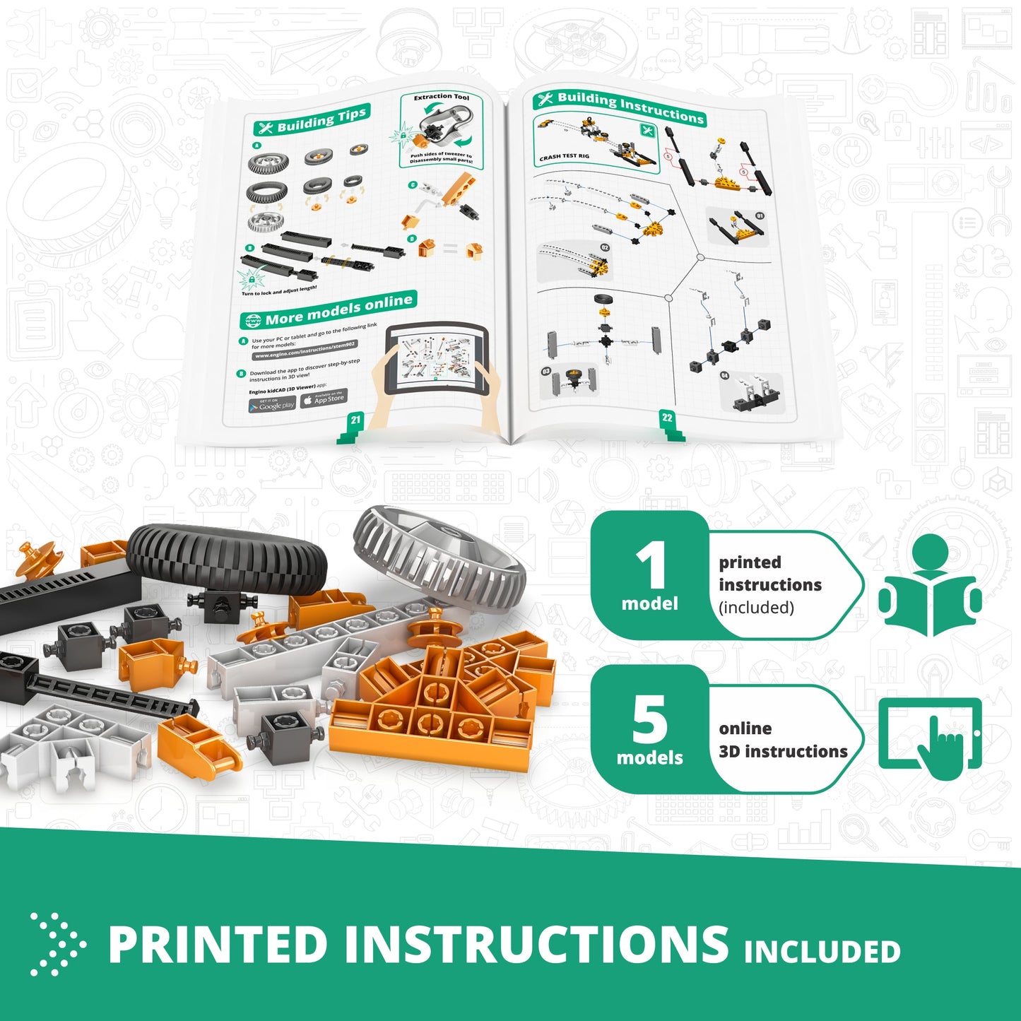 Engino Discovering STEM Physics Laws Set: Learning Inertia, Friction & Energy Conservation, Toys for Kids Ages 9+ (6 Models to Build)