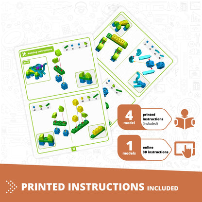 Engino STEAM Labs Junior– Learning About Wild Animals, STEM Building Blocks for Kids Ages 3+ (5 Models to Build)