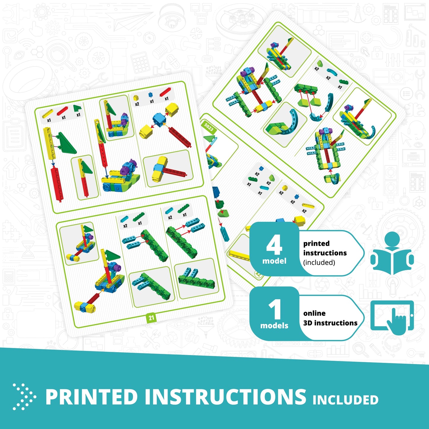 Engino STEAM Labs Junior– Learning About Sea Adventures STEM Building Blocks for Kids Ages 3+ (5 Models to Build)