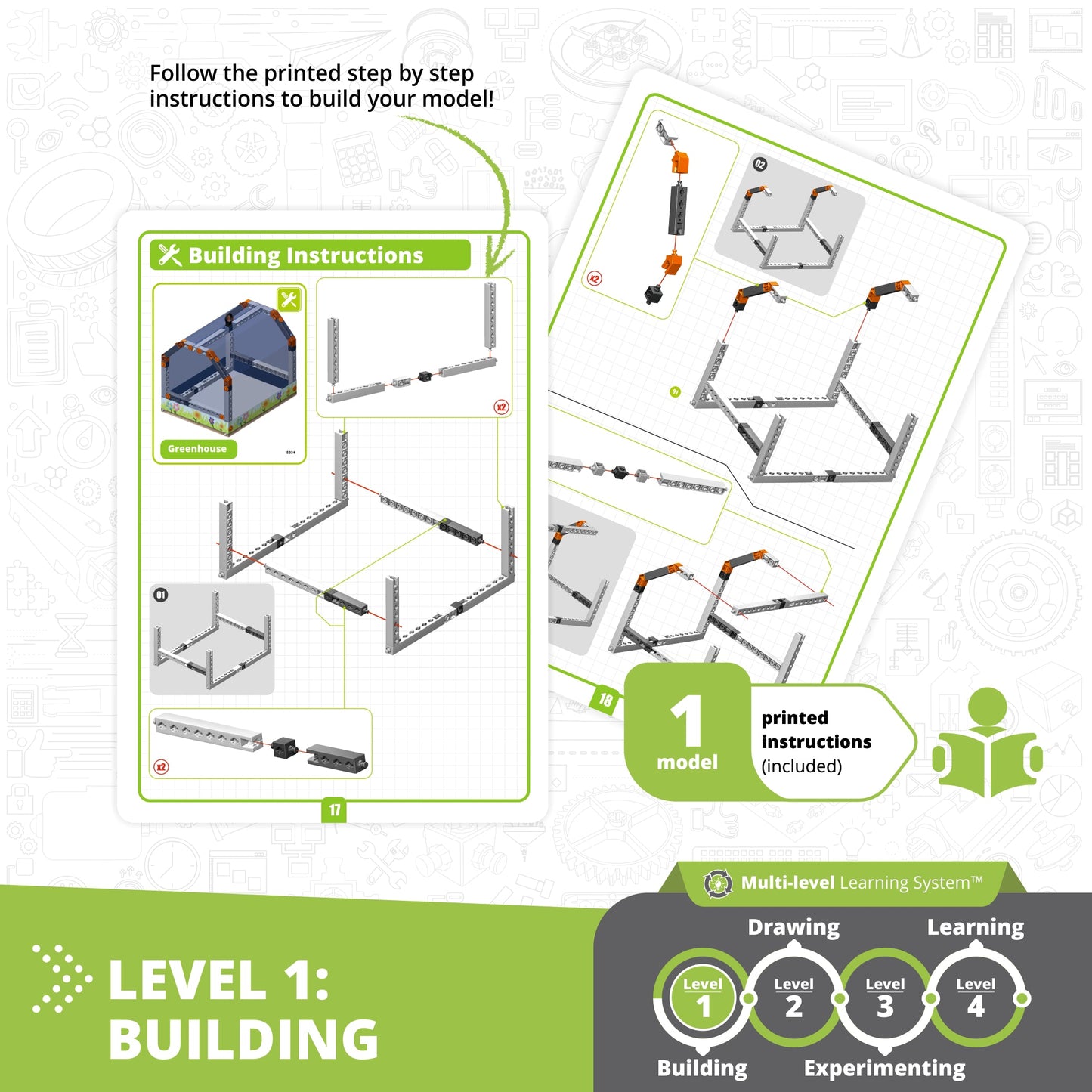 Engino STEAM Labs: How Greenhouses Work, STEM Building Toys for Kids Ages 8+ (1 Model to Build)