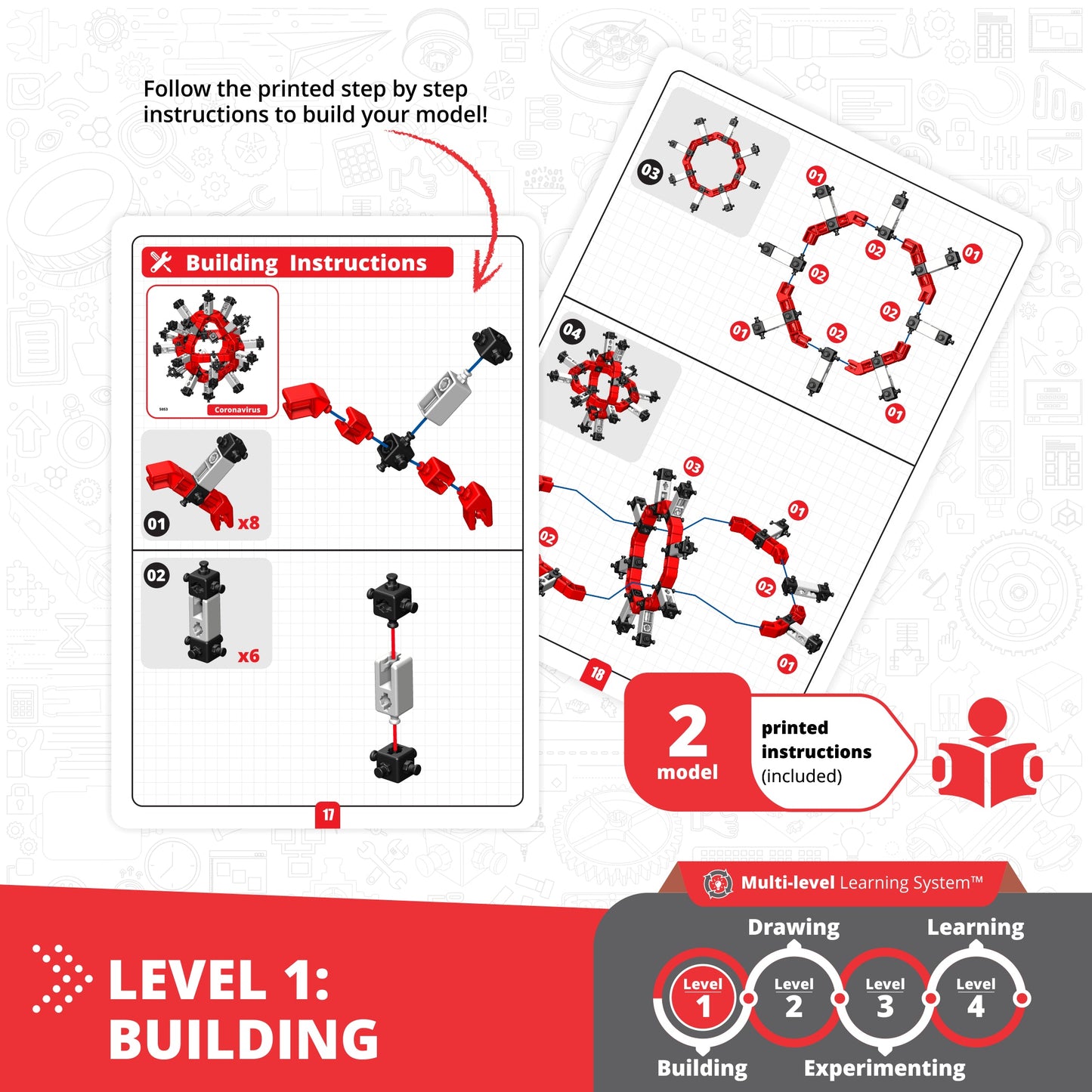 Engino STEAM Labs: How Viruses Work, STEM Building Kit for Kids Ages 8+ (2 Models to Build)