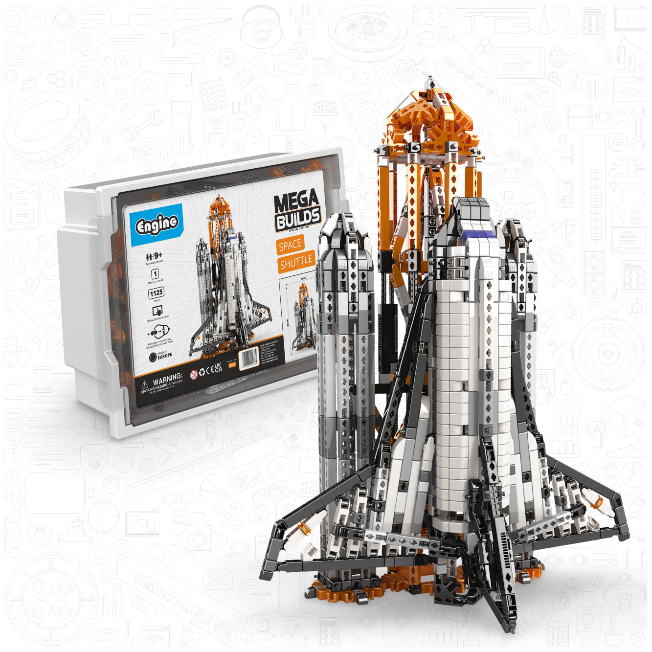 Engino Mega Builds- Challenger Space Shuttle Architecture Building Toys for Kids Ages 9+ (1 Model to Build)