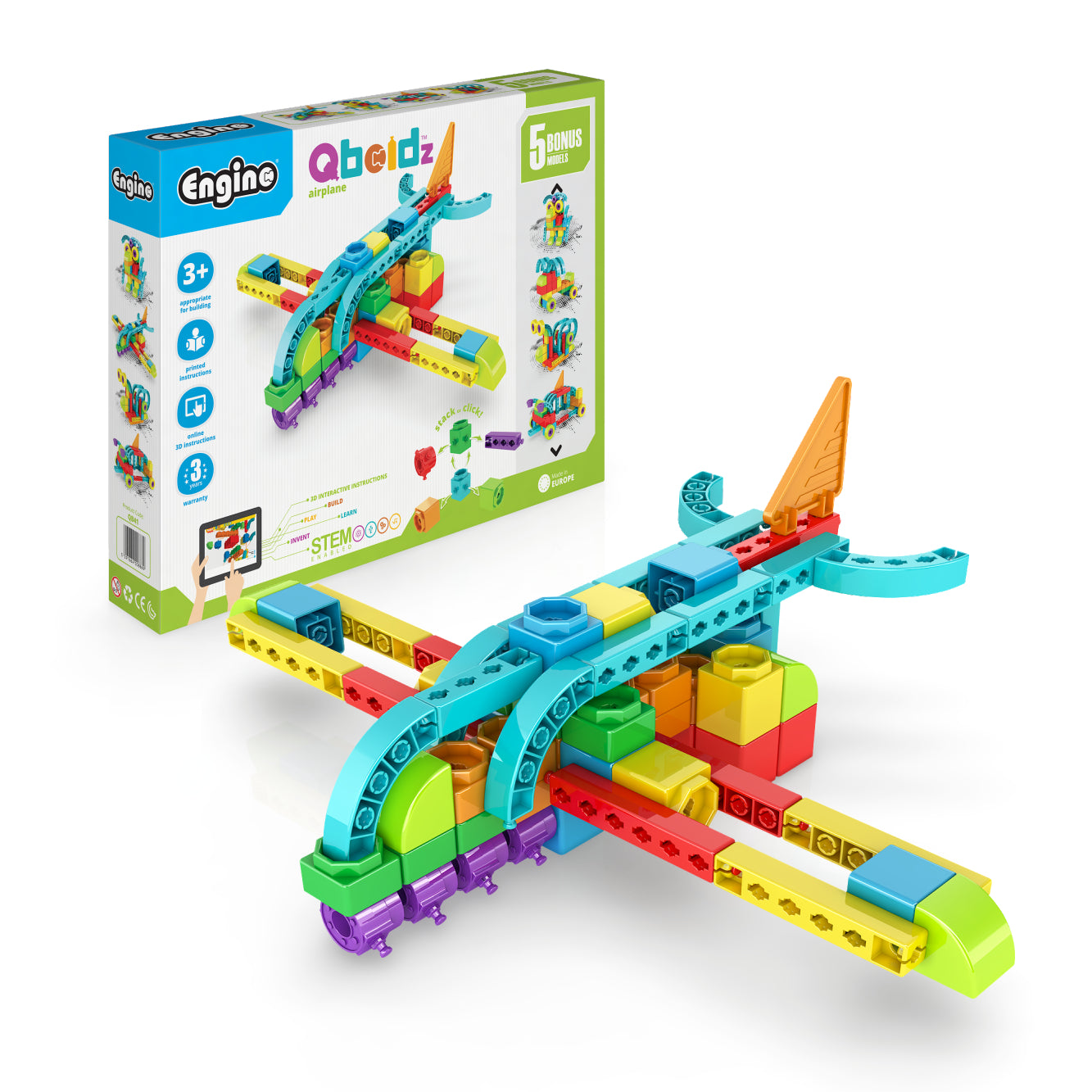 Engino QBOIDZ- Airplane, STEM Building Toys for Kids Ages 3+ (5 Models to Build)