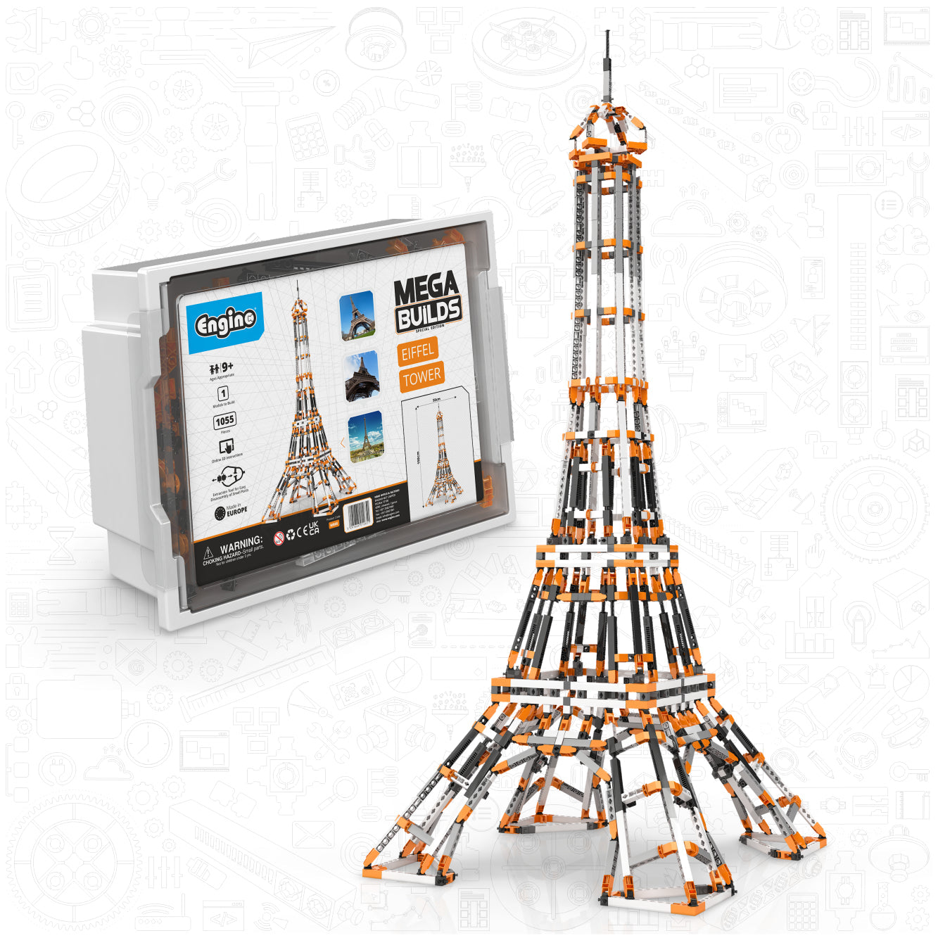Engino Mega Builds- Eiffel Tower Architecture STEM Toys for Kids Ages 9+ (1 Model to Build)