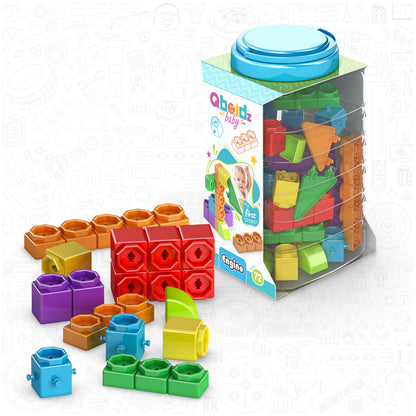 Engino QBOIDZ- My First Steps, Building STEM Toys for Kids Ages 1.5+ (Large Set in a Plastic Tub)