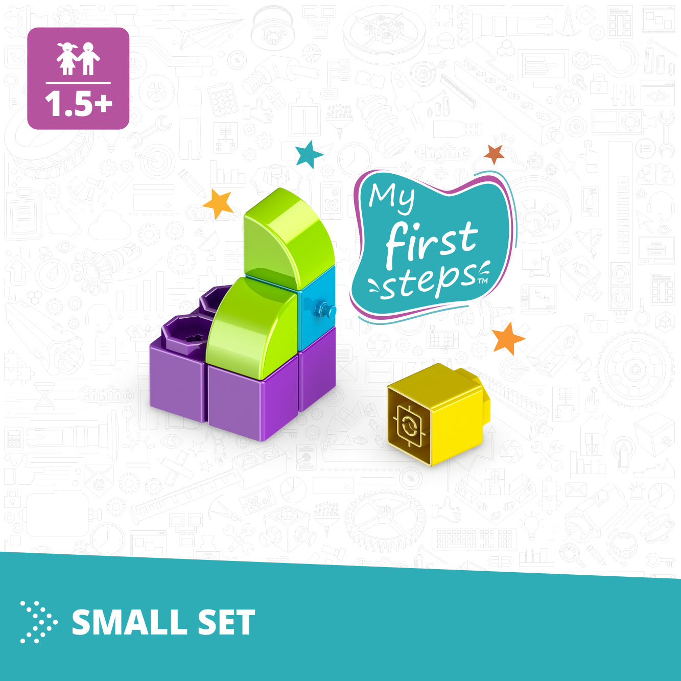 Engino QBOIDZ- My First Steps Coordination STEM Toys for Kids Ages 1.5+ (Small Set in a Plastic Tub)