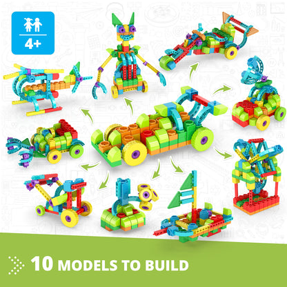 Engino QBOIDZ- Racing Car STEM Toys for Kids Ages 4+ (10 Models to Build)