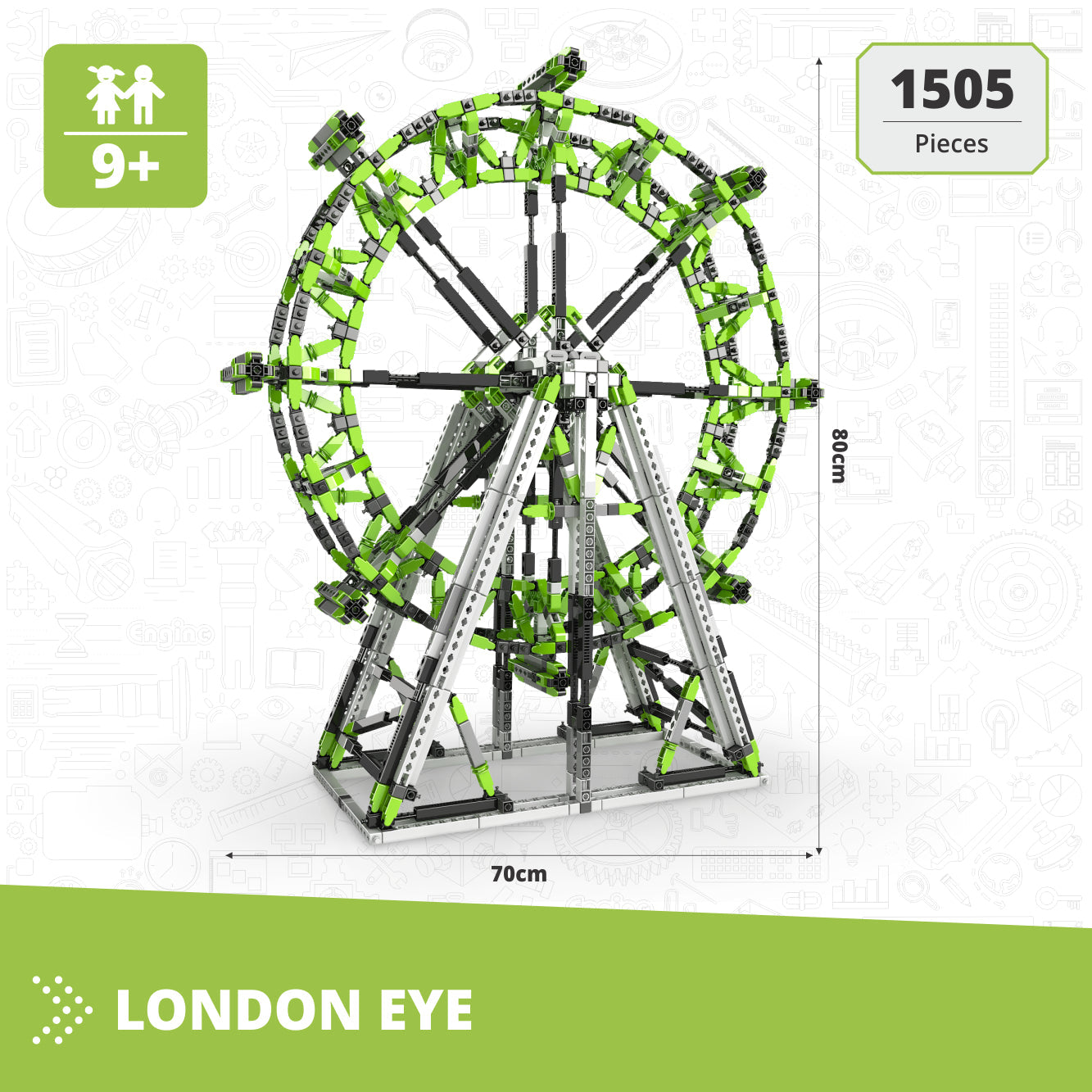 Engino Mega Builds- London Eye Architecture Construction Toys for Kids Ages 9+ (1 Model to Build)