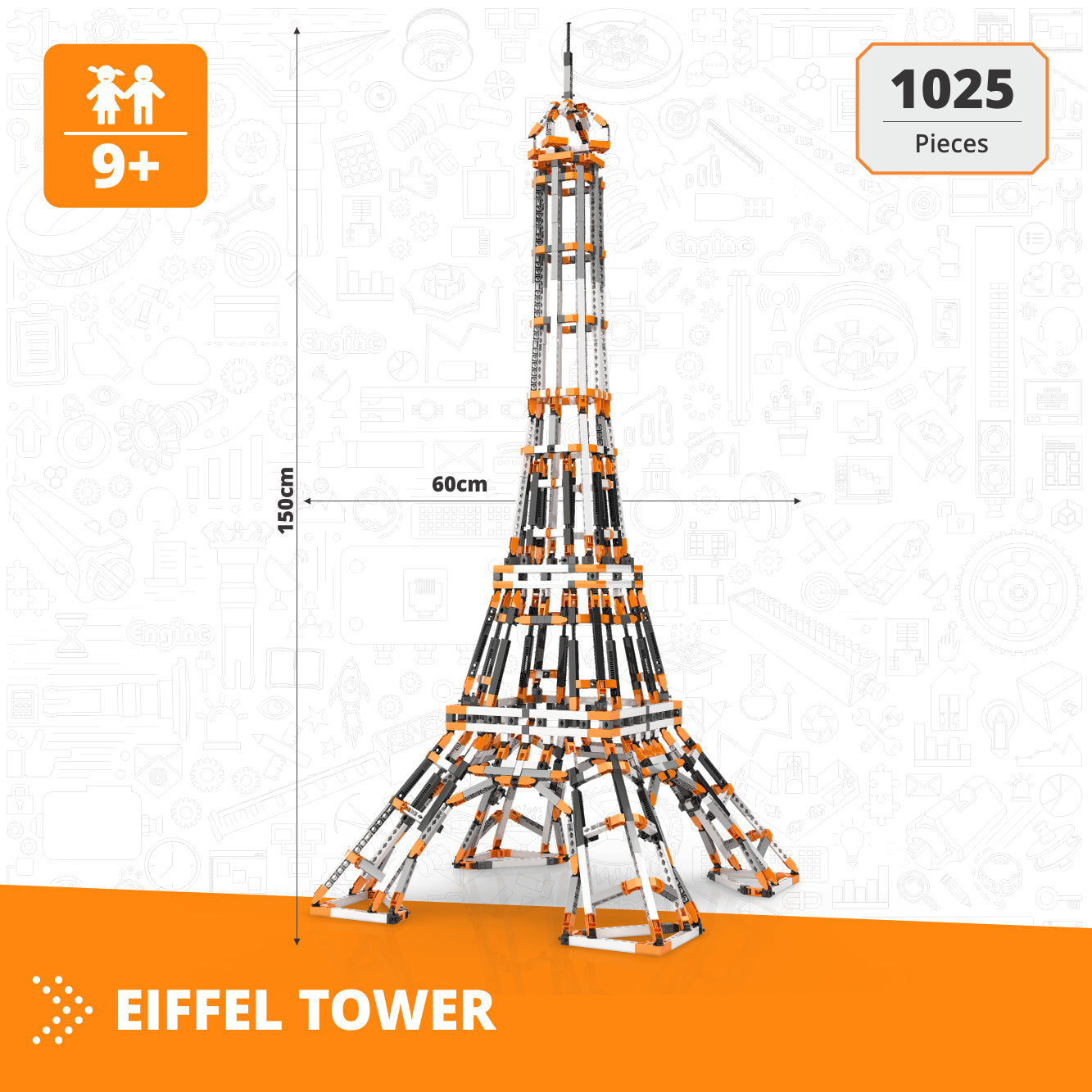 Engino Mega Builds- Eiffel Tower Architecture STEM Toys for Kids Ages 9+ (1 Model to Build)