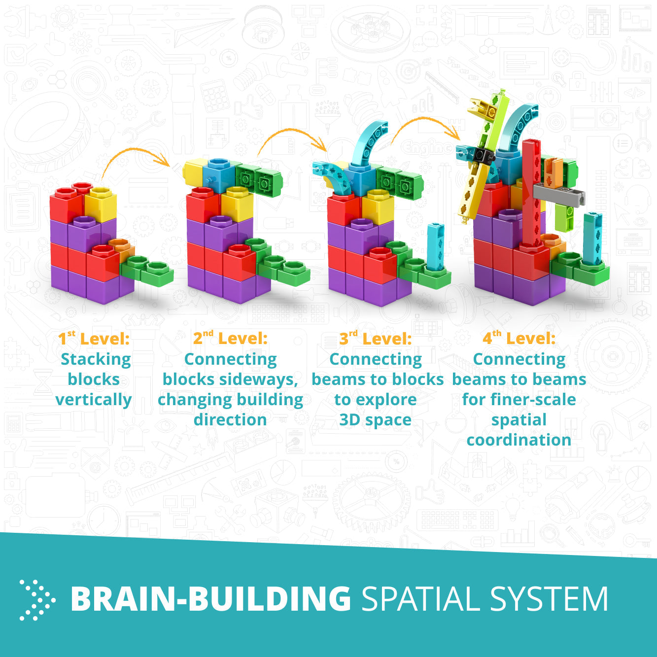 Engino QBOIDZ- My First Steps Building STEM Toys for Kids Ages 1.5+ (Medium Set in a Plastic Tub)