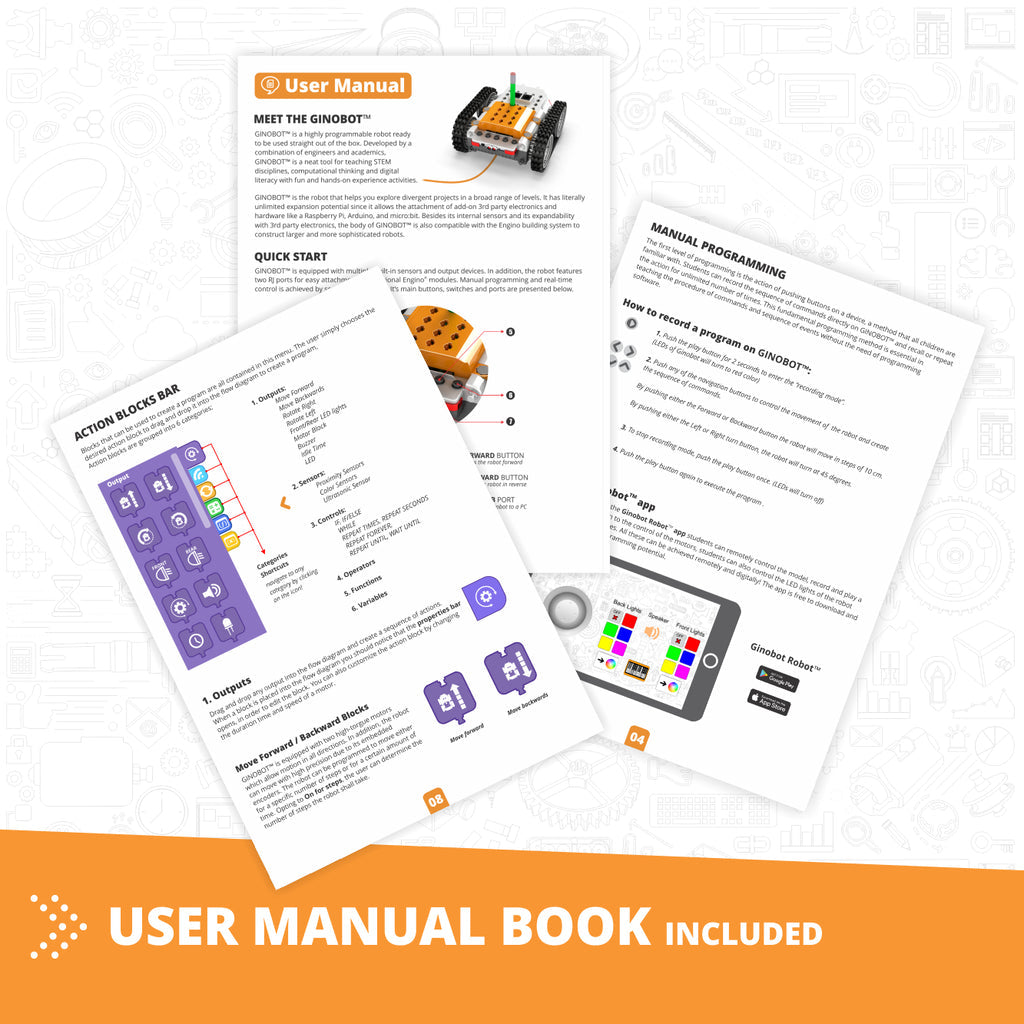 Engino Coding Lab- GinoBot STEM Robotics Toys for Kids Ages 9+ (2 Robots to Build)