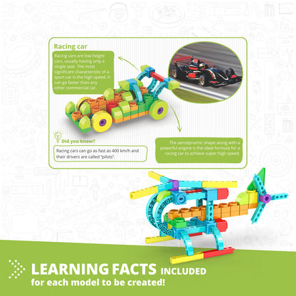 Engino QBOIDZ- Racing Car STEM Toys for Kids Ages 4+ (10 Models to Build)