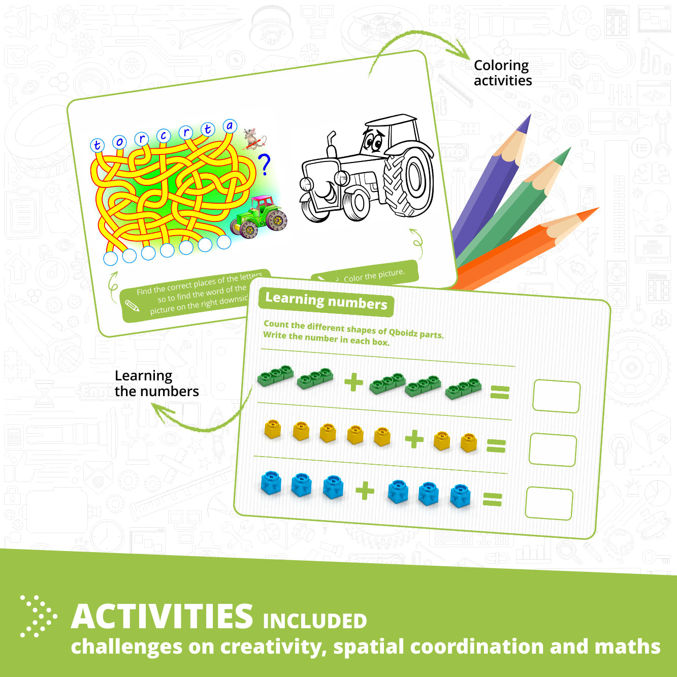 Engino QBOIDZ- Farm Tractor STEM Building Toys for Kids Ages 4+ (10 Models to Build)