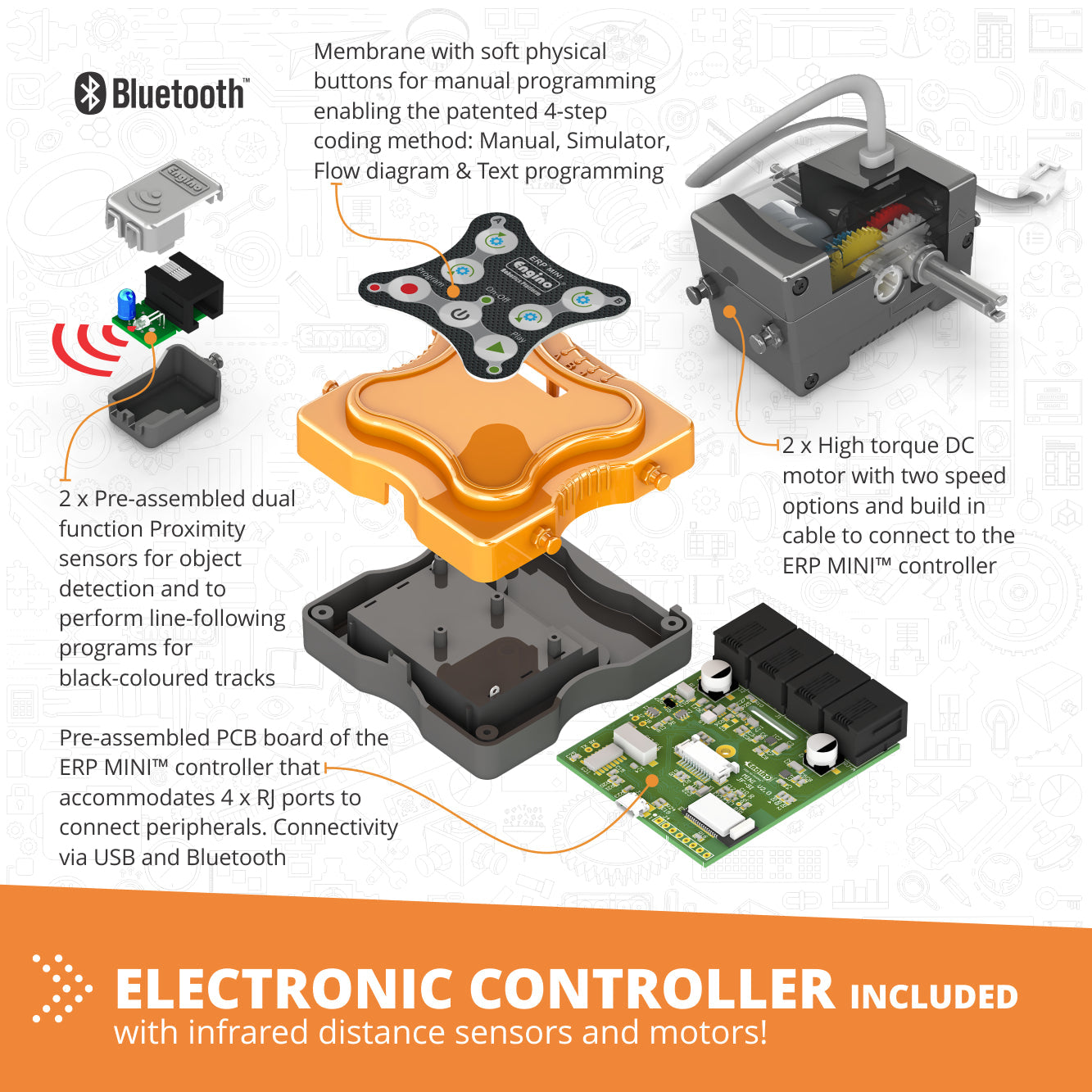 Engino Coding Lab- ERP MINI, STEM Robotics Kit for Kids Ages 9+ (2 Robot Models to Build)