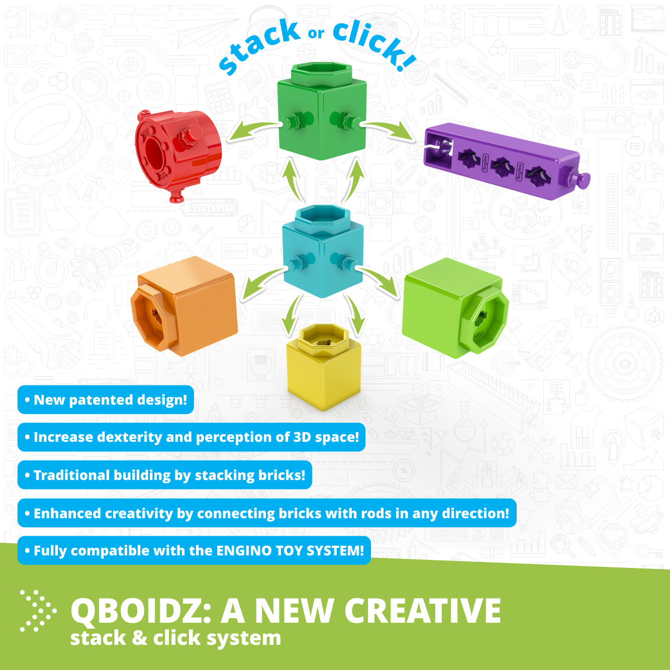 Engino QBOIDZ- Alligator STEM Building Toys for Kids Ages 3+ (5 Models to Build)