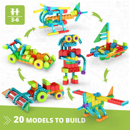 Engino STEM Qboidz Starter Set – STEM Building Blocks for Kids Ages 3+ (20 Models to Build)